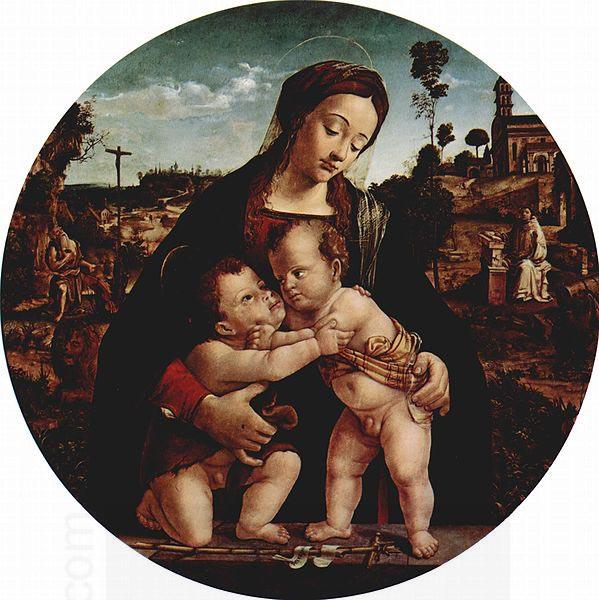 Piero di Cosimo Madonna mit Hl. Johannes dem Taufer, Tondo China oil painting art